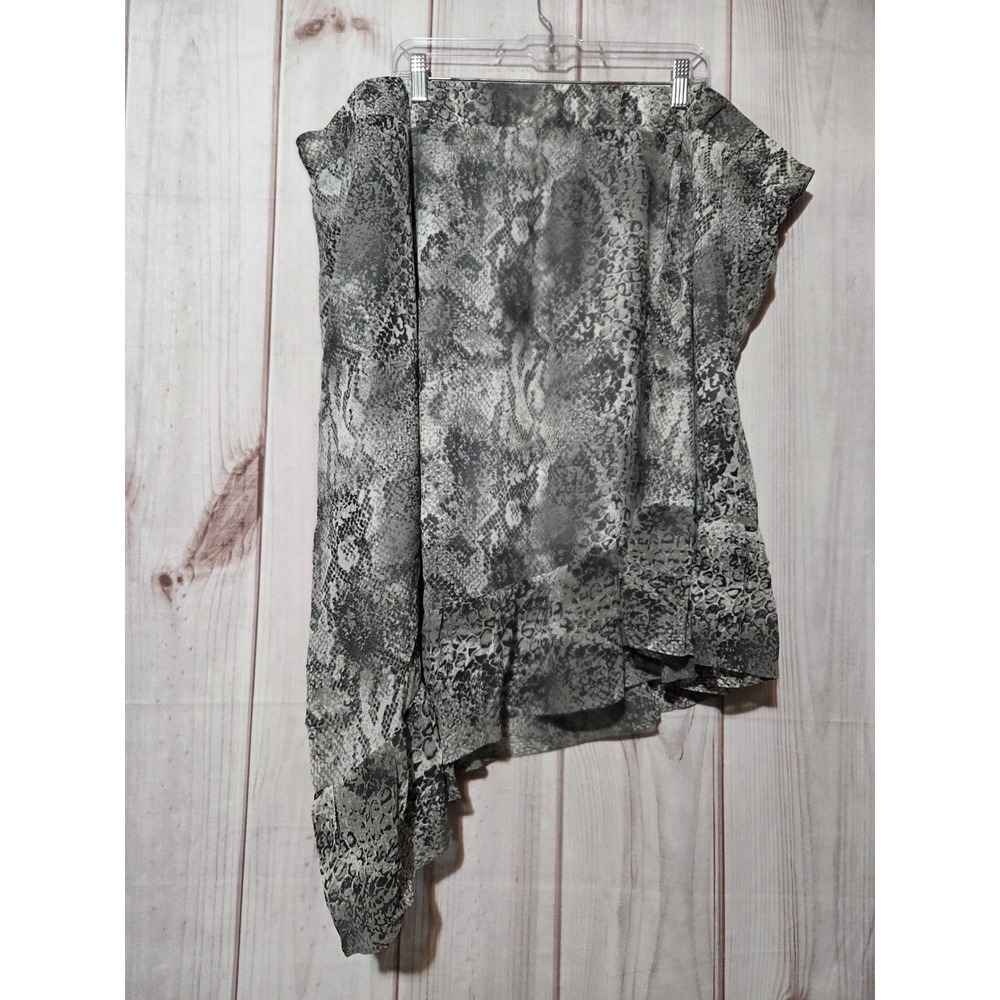 All Worthy Hunter McGrady‎ Grey Snakeskin Asymmetrical Handkerchief Skirt 4X
